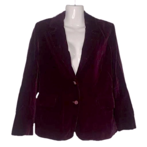 Deep red vintage velvet blazer - Picture 1 of 3